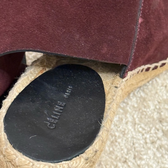 Celine 37 Elegant Burgundy Wedge Sandals - Picture 5 of 7